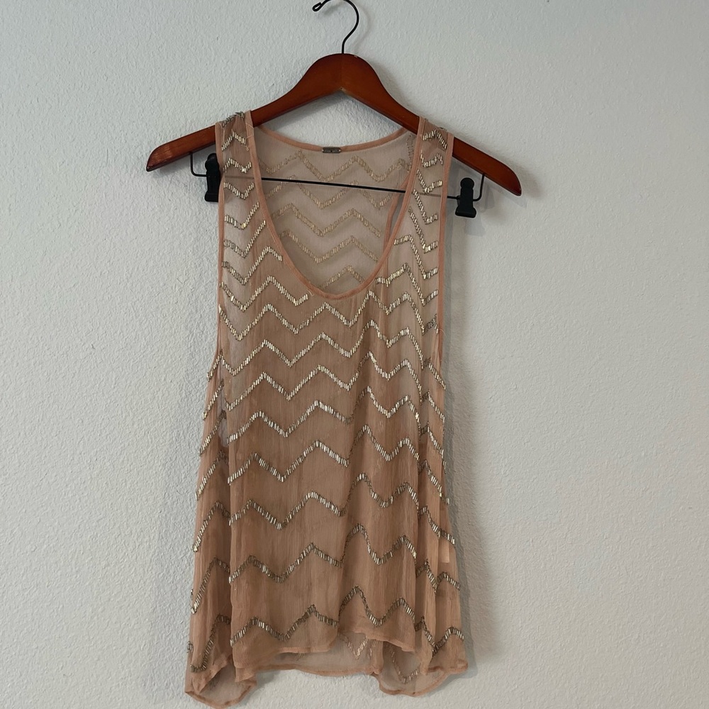 Chan Luu Blush Pink Sequin Chevron Camisole